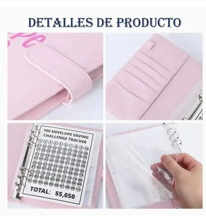 New Type PU Budget Cash Planner Loose Leaf Notebook A5 Agendas 100 Envelope Saving Challenge Budget Binder