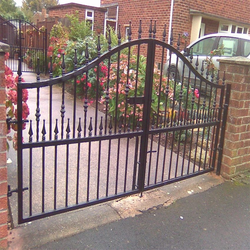 Latest Simple House Steel Main Gate Designs Exterior Wrought Iron Gate Support Customization