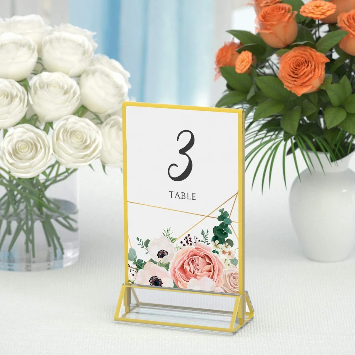 gold acrylic table number place card holder wedding sign and restaurant table numbers 8.5 x 11
