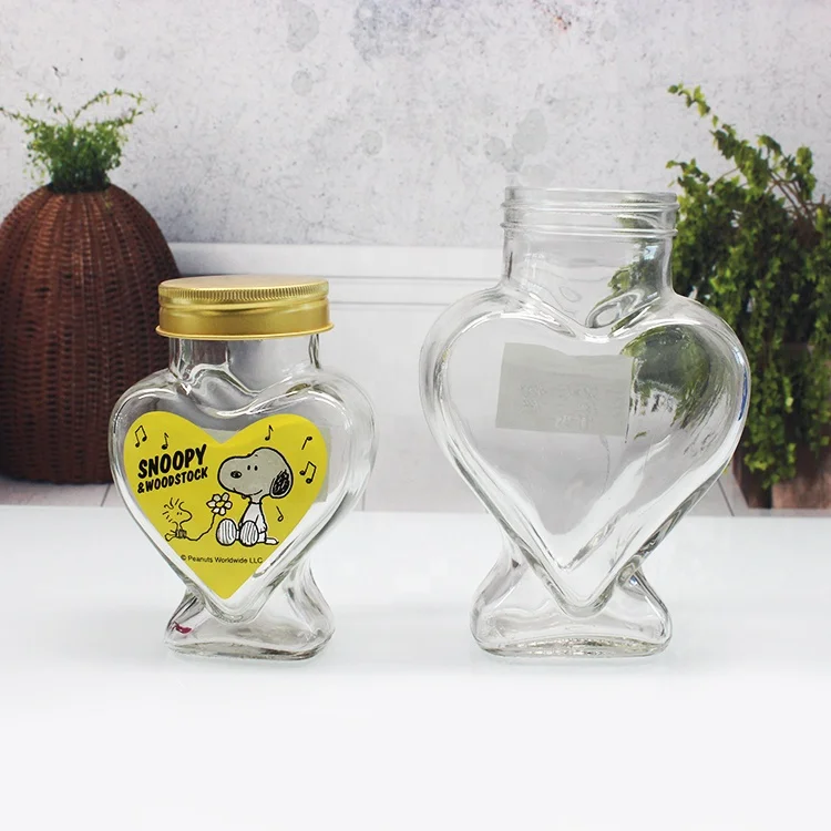 Heart Shape Jar Honey Pot Container Glass Jar for Candy