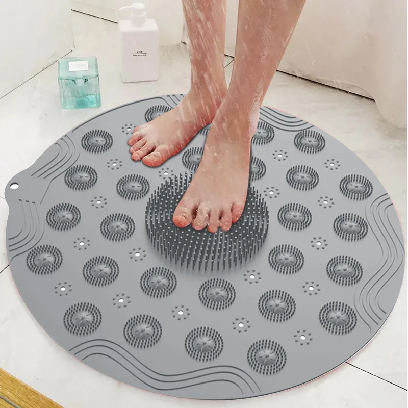 Eco-friendly Non-Slip Easy Clean Bathroom Silicone Rubber Foot Massage Mat Rub Back