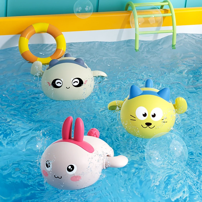 Cute Animal Clockwork Bathtub Swimming Pool ToyBaby Bath Toys for Toddlers 1-3 Boys & Girls Water Bath Toy Set