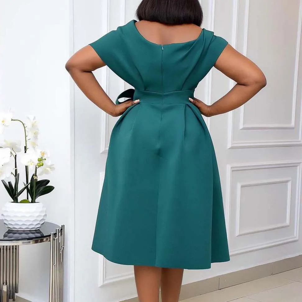 V-collar pleated waist strap sexy dress fashion European and American dress dress