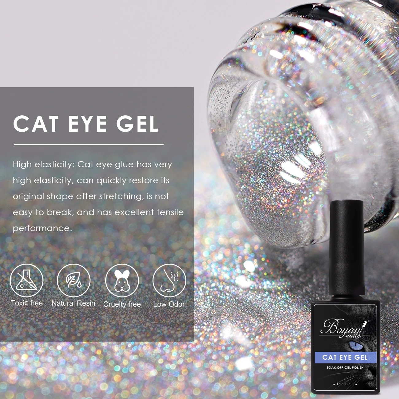 Boyan custom logo very good 15ml long lasting shinny cat eye uv nail gel polish with magnets