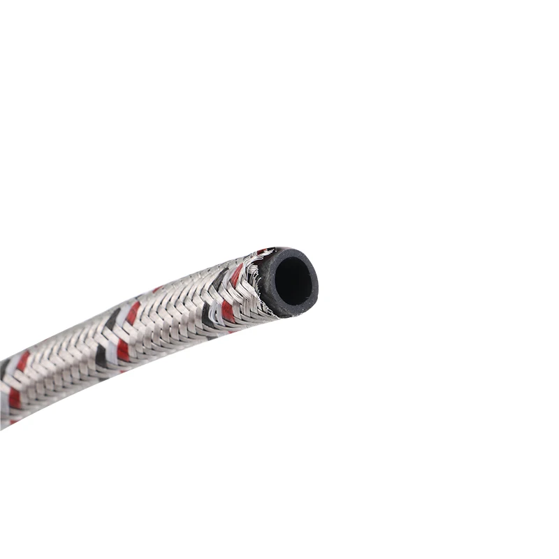 High Pressure Metal Stainless Steel Braided Flexible Hose for Fuel Hose Oil Gas Line Black and White Outer Wire