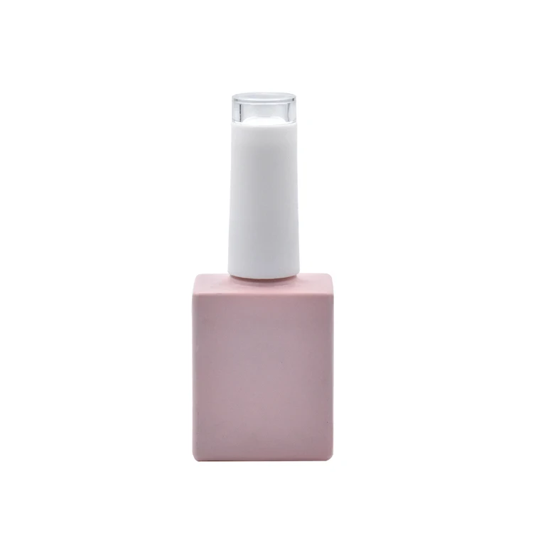 custom pink glass nail lacquer bottle 8ml uv gel nail polish bottle with brush and plastic cap