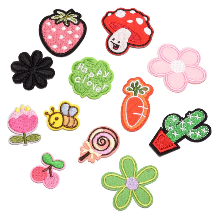 Fashion style lovely embroidered iron on flower plant patches for kid clothing decoration