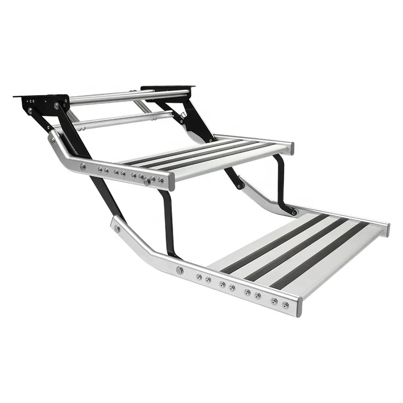 TYTXRV Caravan Accessories RV Camper Steps Double Drop Down Step High Strength Aluminum Alloy Manual Pull Out Folding Ladders