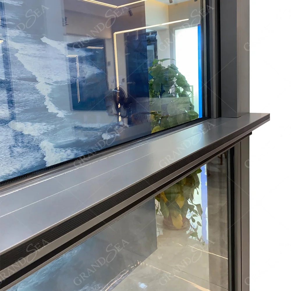 Aluminum window Large Size Double Glass Aluminum Frame Single Hung Automatic Vertical Slide Electric Lift Up Window
