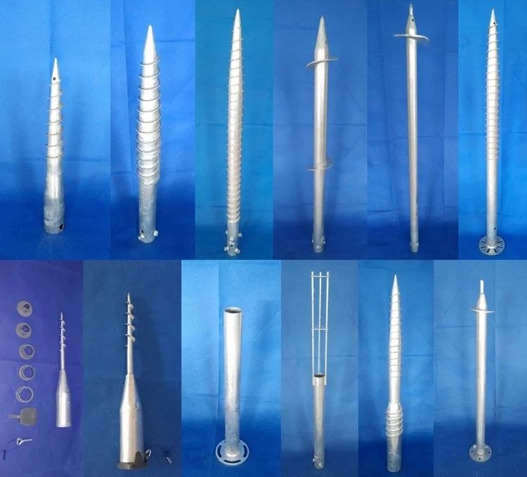 Manufacture galvanized ground earth screw pole post anchor for solar project