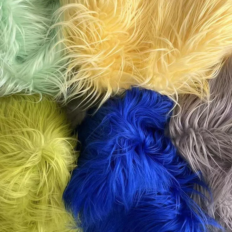 80MM Colorful Long Faux Fur Fabric Fake Fur By The Yard For Garments