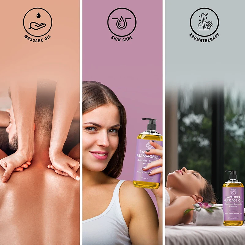 Private Label Organic Lavender Essential Oil For Spa Hot Slimming Oil Massage Body Anti Cellulite Massage Oil