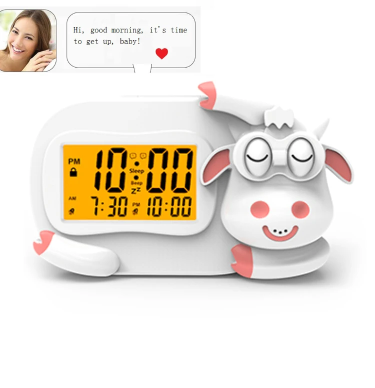 Hot Selling Children Recording Messages Lcd Clock  Bedroom Alarm Clock For sleep trainer with night light children