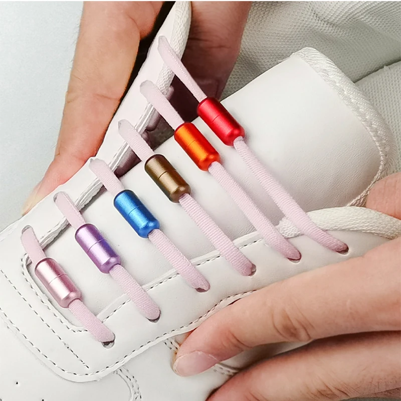 custom lazy  elastic shoelace  Semicircle flat Shoe Laces Capsule Lock with  no tie Elastic Sneakers Shoelace with packaging