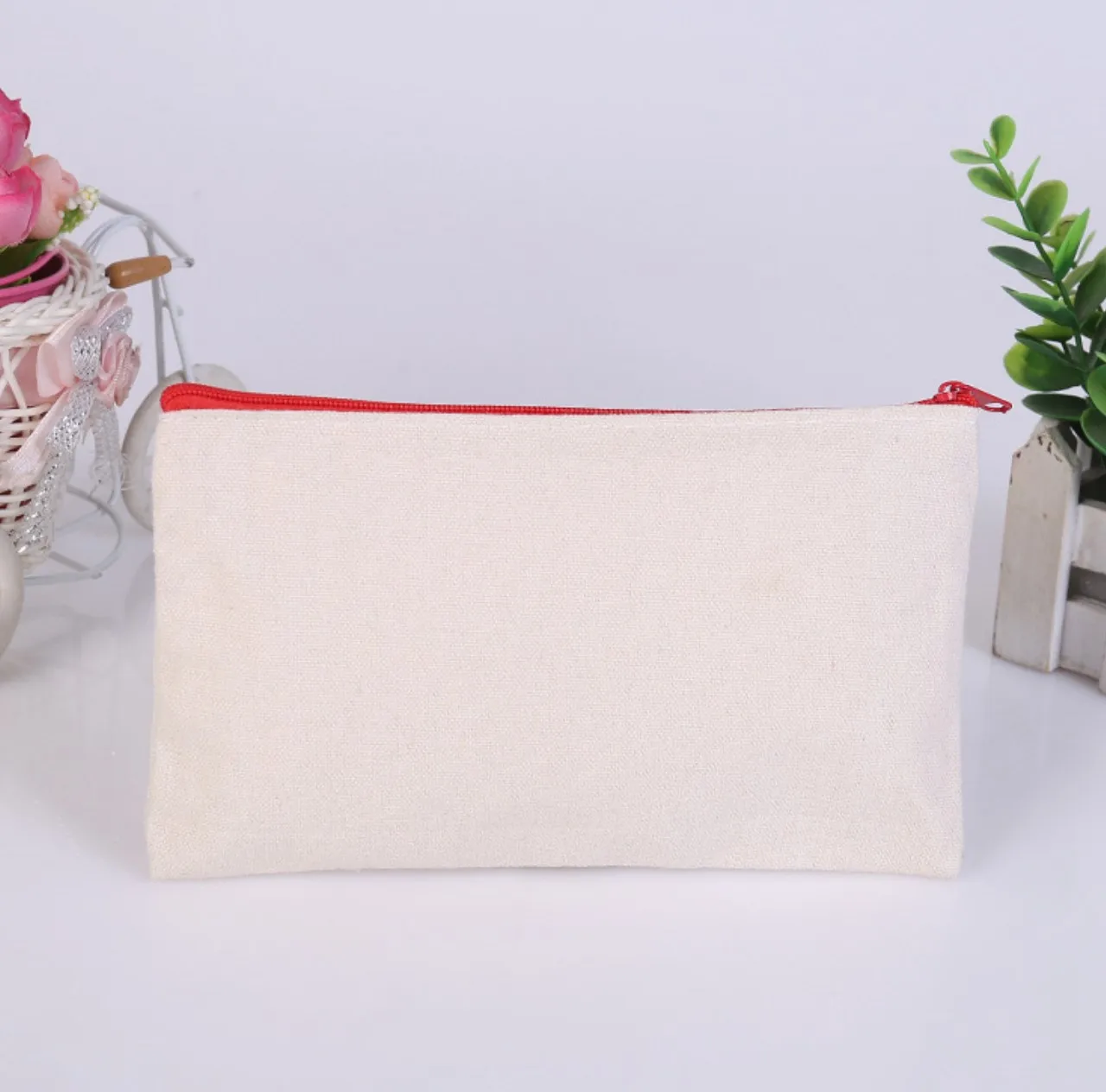 stocked cheap cotton canvas 10oz pen pouch with nylon zipper
