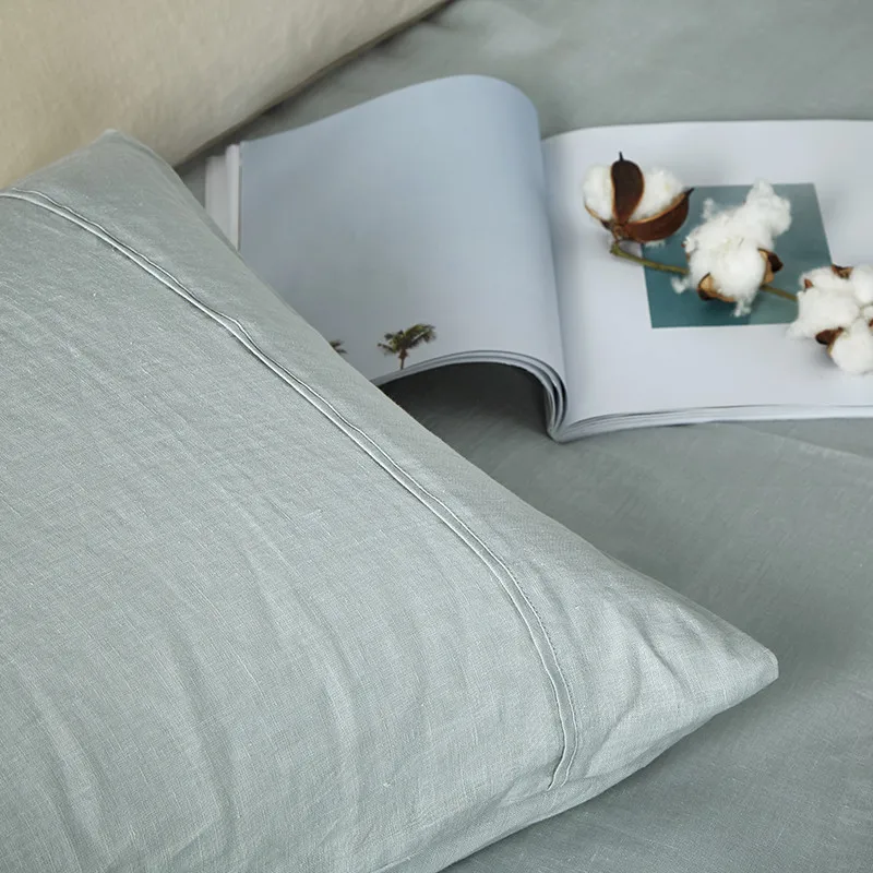 Nature Vintage sheet set flax linen bedding jogo de cama hemp edredones 4-piece bedding set