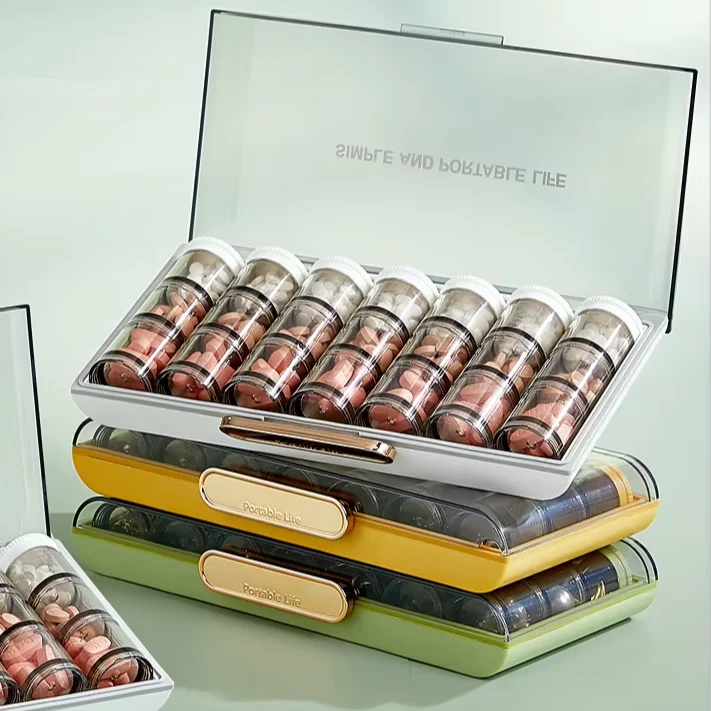 2024 Eco-Friendly Travel Weekly Pill Box Case 7-Day 24 Compartments Organizer Multifunctional Detachable Jewelry Use Tablet Use