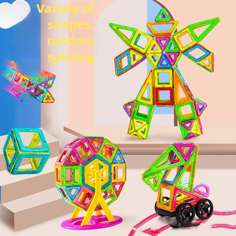 3D Creative Magnet Puzzle Toy Clear Color Construction Magnetic Tiles ABS Plastic Building Block