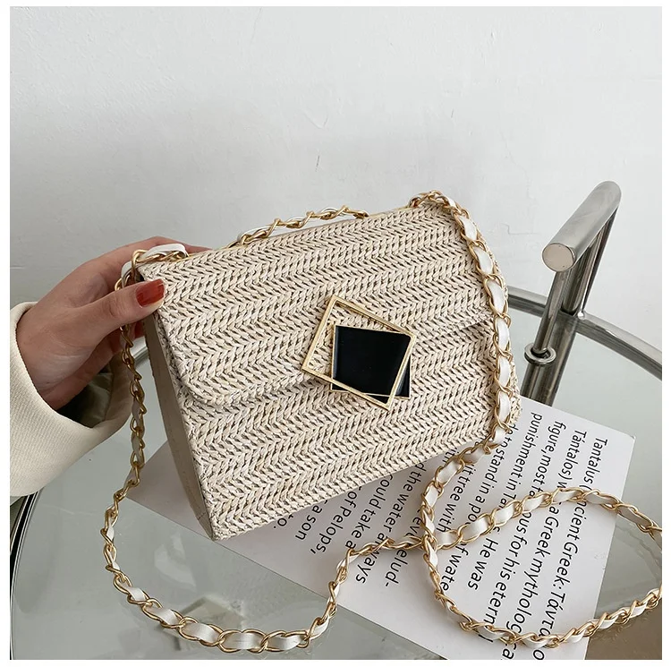 China Wholesale Handbags Knit Straw Square Ladies Crochet Rattan Handbag Wallets Crossbody Bags