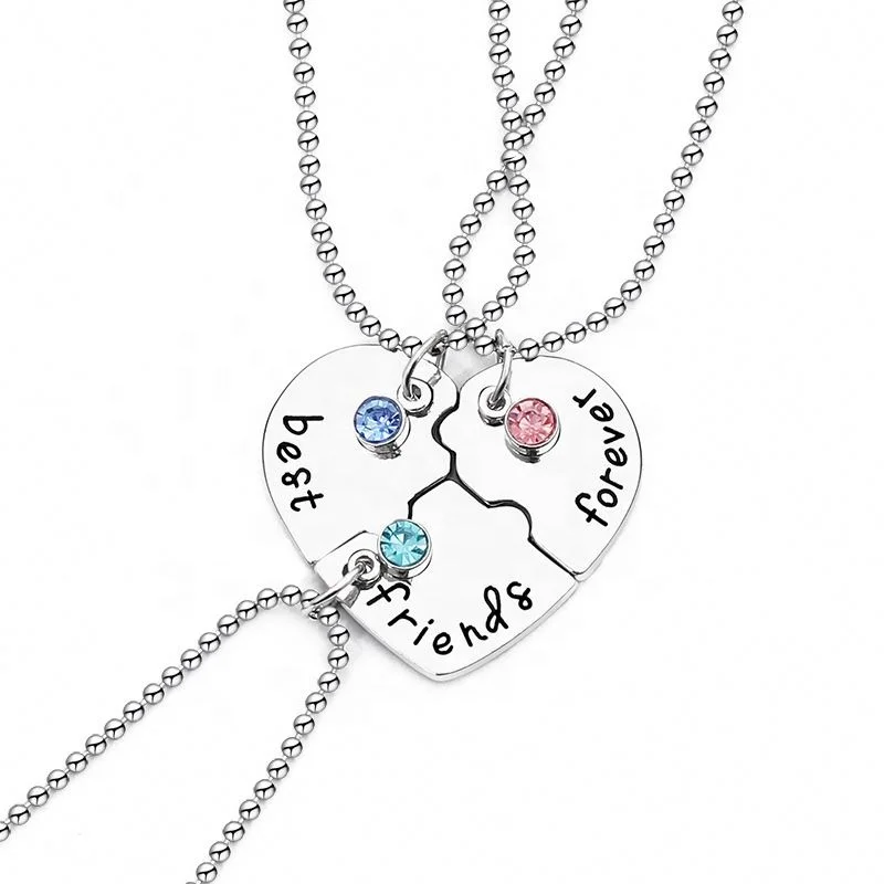 3 Best Friend Forever Necklaces Fashion Trendy Best Friends Pendant Necklace Broken Heart For Women Chain BFF Friendship Jewelry