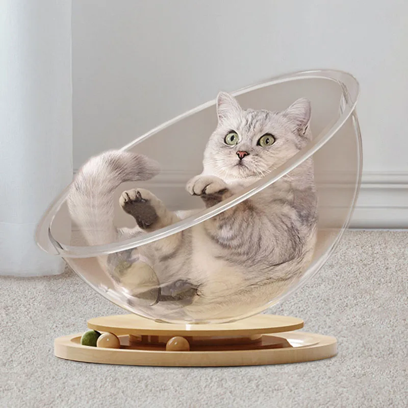 Space Capsule Cat Bed Transparent Cat Sleeping Nest Small Pets Bed Toy for Cats All Seasons Universal Detachable Kittens Hammock