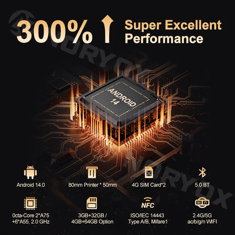 Android 14 NFC Reader POS Loyalty Supermarket Prepaid Card Software Handheld Smart POS Terminal Machine with Printer 80mm