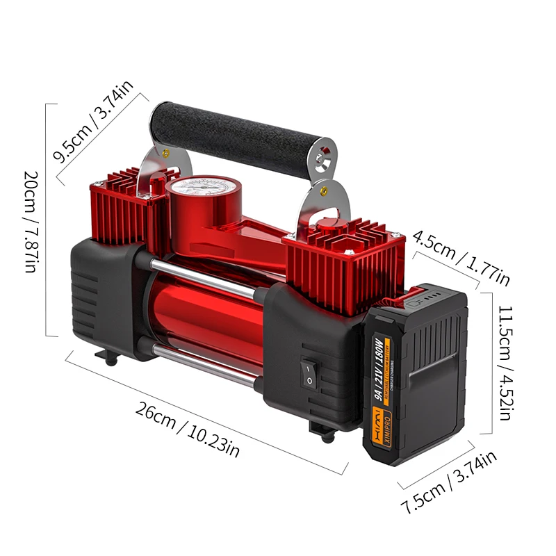 wireless rotor mental double car inflator pump compressor precise pointer air pressure for car tires swimming rings basketball