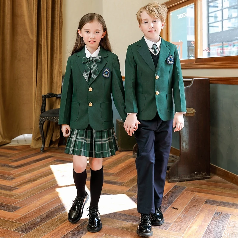Factory Hot Green Autumn Blazer Sweater School Uniform Primary Boys