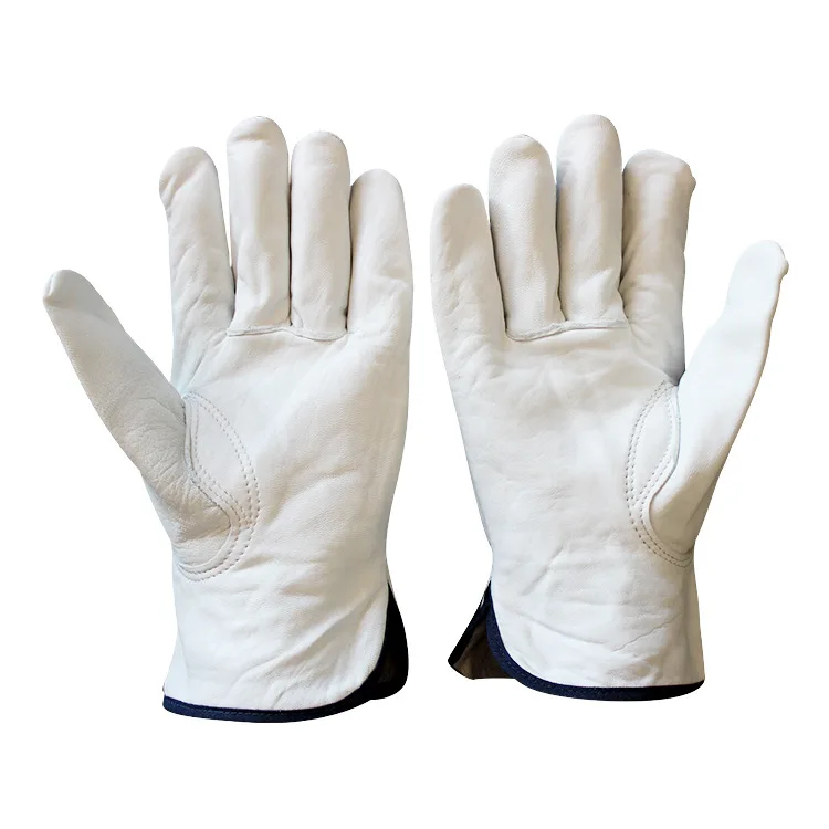Grain Goat Leather Wing Thumb Gardening  White Yellow Driving Truck Worker 10 Inch Cowhide Leather Driver Gloves