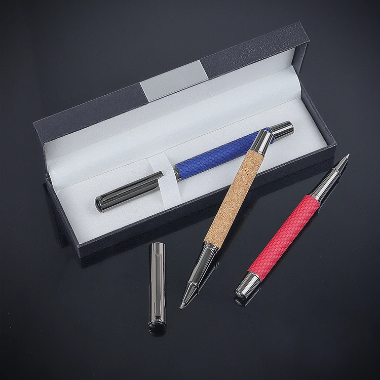 New arrival metal ball point pen customised pens  pu leather roller pen with laser engraved logo