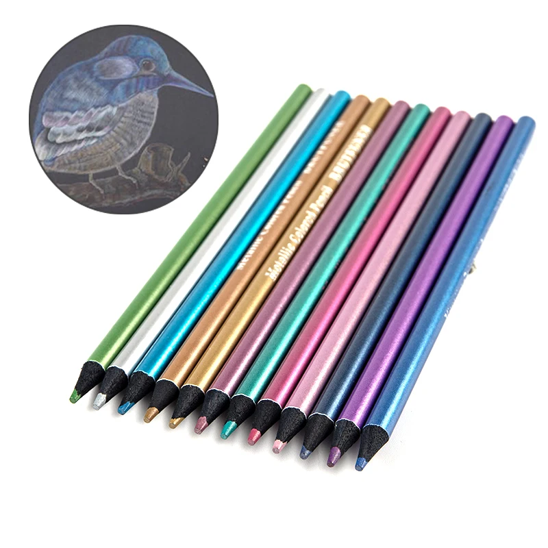 12 Colors Metallic  Drawing Pencil Sketching Pencil Painting Colored Pencils Art