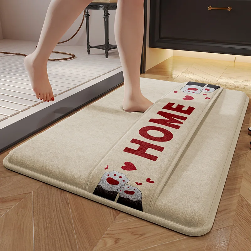 Memory Foam Bath Mat Bathroom Water-Absorbent Non-Slip Foot Mat Bath Wipe Foot Mat Back Erasable