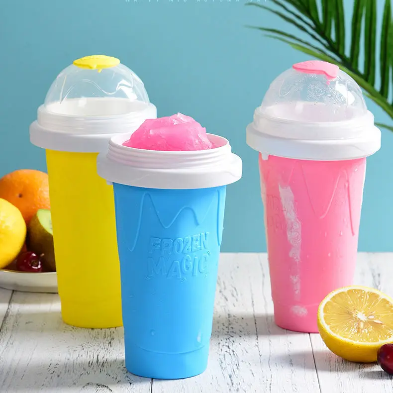 Reusable Smoothie Four Color Food Grade Silicone New Portable Summer Maker Frozen Magic Squeeze Slush Slushy Cup