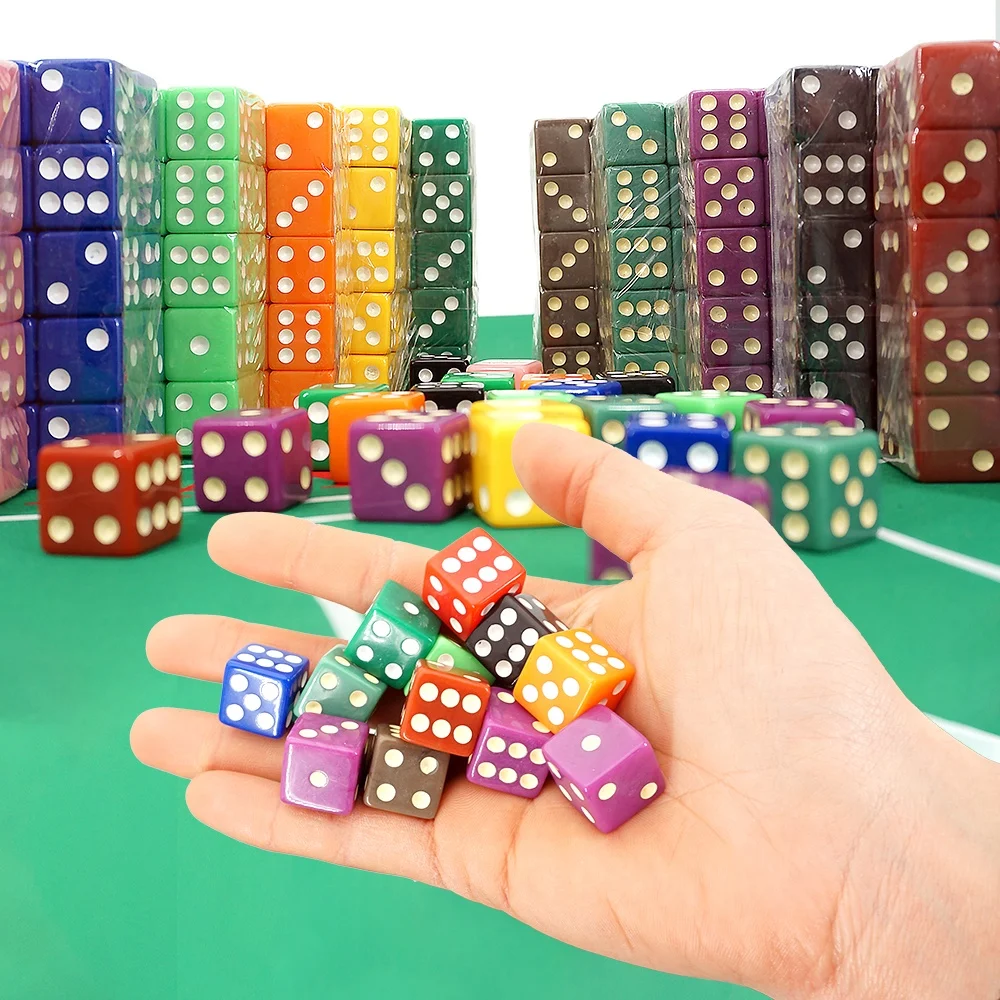 Professional custom 16mm d 6 sided colorful dice straight corner white dot for other entertainment products