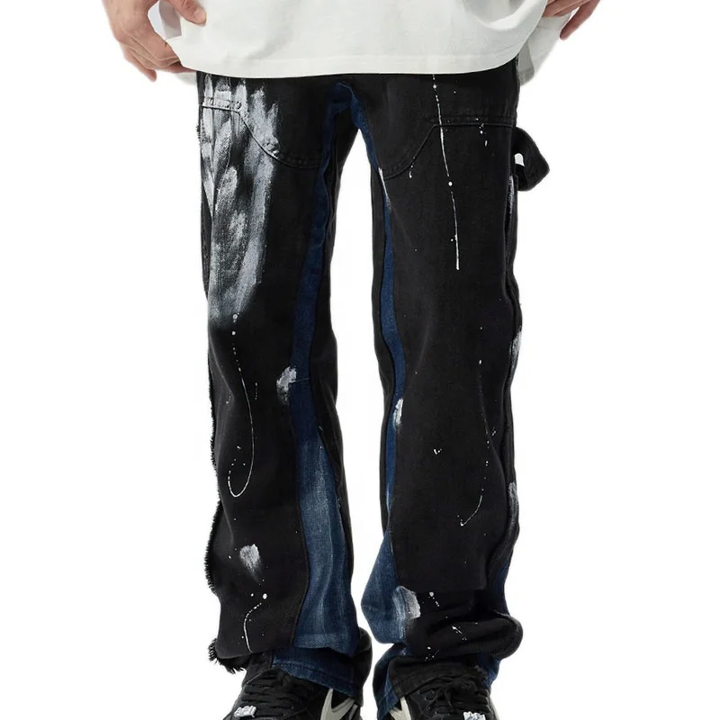 Custom paint splatter jeans men jeans cargo pants for men