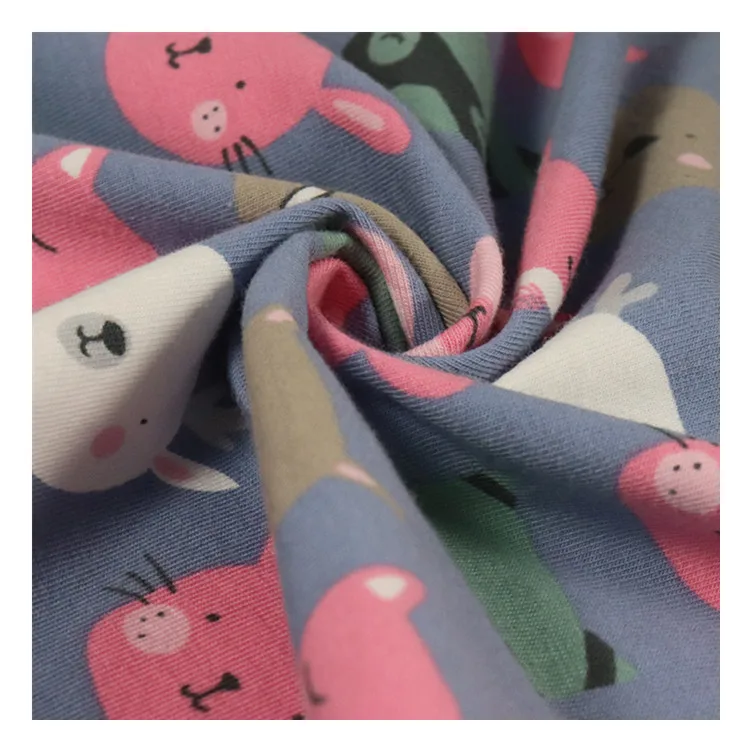 
Top Quality Printing Combed 96% Cotton 4% Spandex Single Jersey Fabric For Adult 