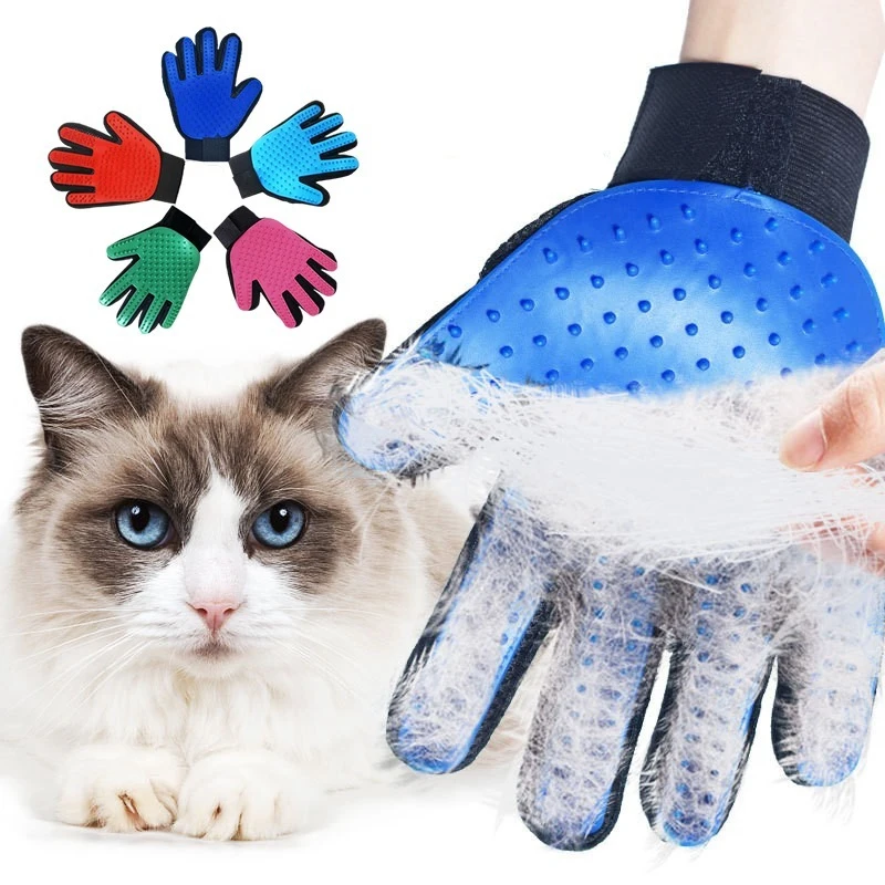 Wholesale Custom Silicone Pet Hair Remover Gloves Rubber Massage Cleaning Cat Dog Grooming Glove Brush