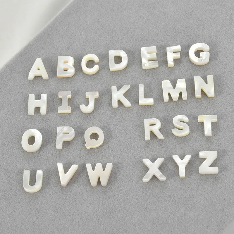 Natural 26 Alphabet Mother Of Pearl Shell Letters Beads Charms Pendant For Jewelry Making DIY Necklace Bracelet Accessories