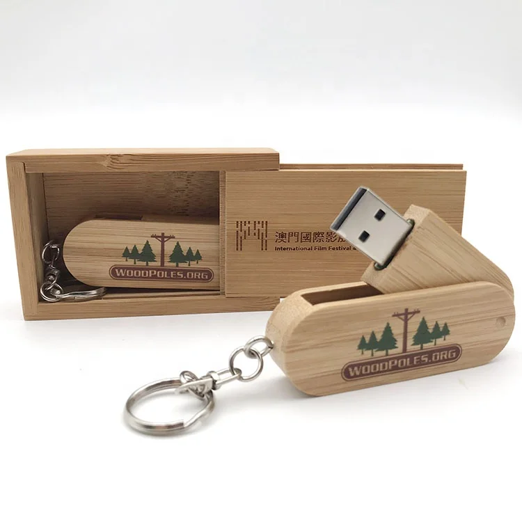 Bamboo material capless rotation 512mb branded pen drive usb chip 2.0 custom logo usb flash drive for promotion