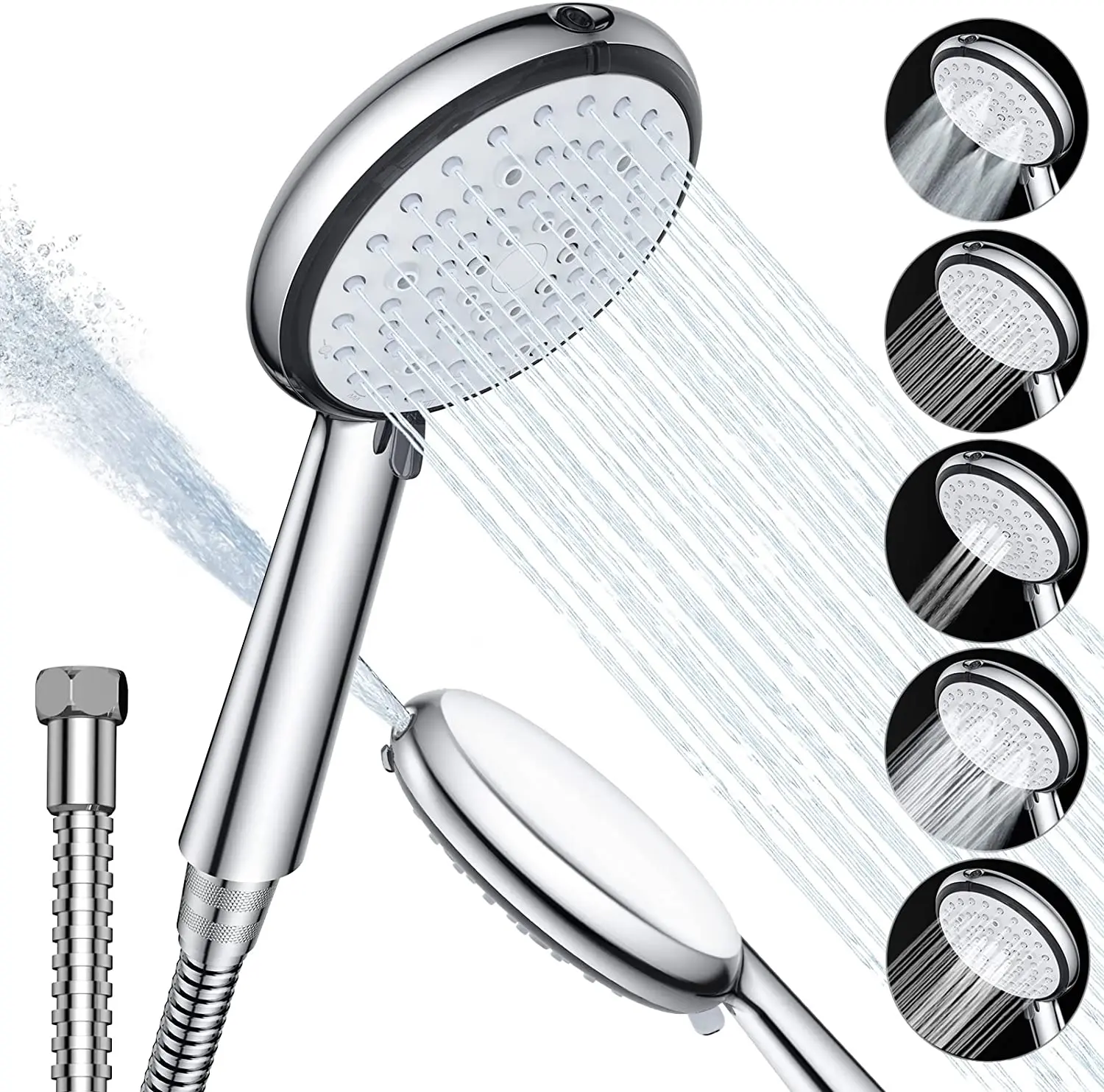 Shower Head with Hose, 6 Spray Modes High Pressure Handheld Power Shower Head with 1.5m Universal Shower Hose for Bath