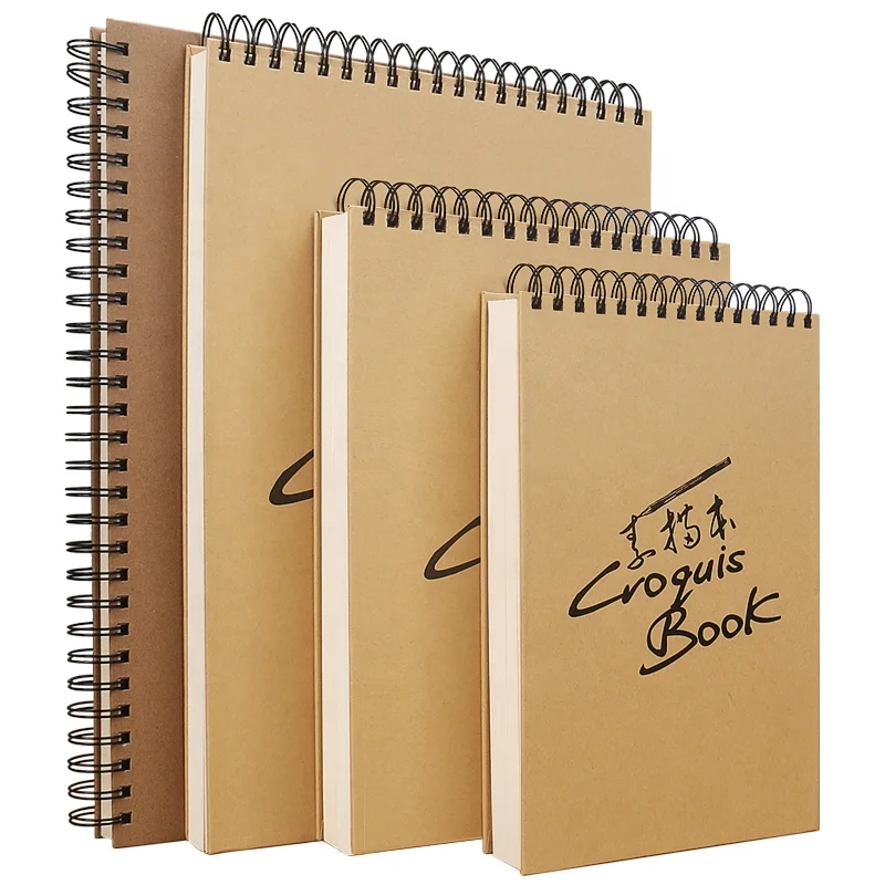 Professional 16k 8k spiral sketchbook primary school students art smooth diy drawing A4 hard cover sketchbook