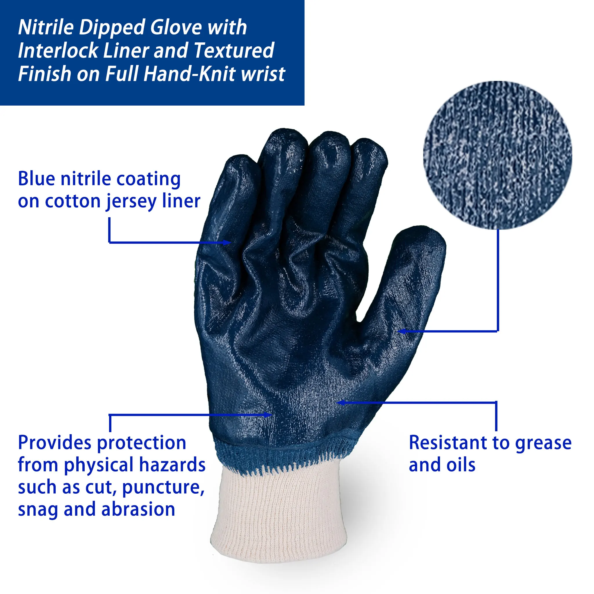 SKYEE print logo smooth nitrile rubber double coated cotton anti oil chemical resistant industrial gloves for petrochem