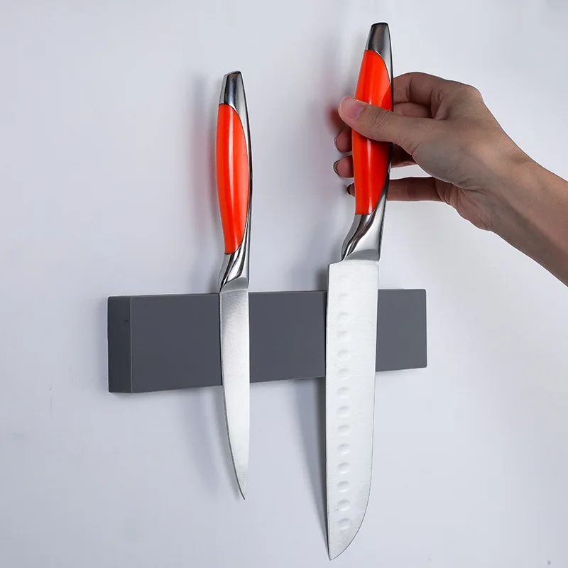 Wall Mount Silicone Shell Rubber Coated Magnetic Knife Holder, Kitchen Tool Storage Magnet Strip/ Magnetic Knife Bar Holder