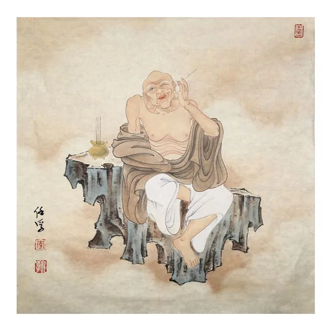 Arhat Scroll Vintage Ink Figure Buddha Traditional Chinese Painting Original Decorative Painting