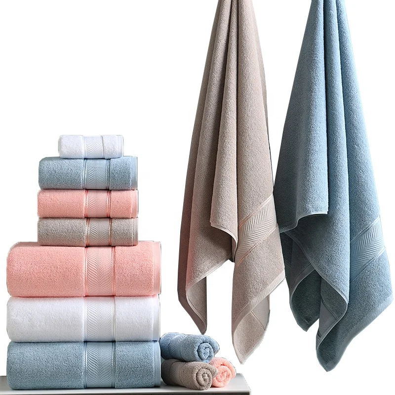 Лидер продаж набор полотенец из органического хлопка экологичное банное и полотенце для лица белое 100%