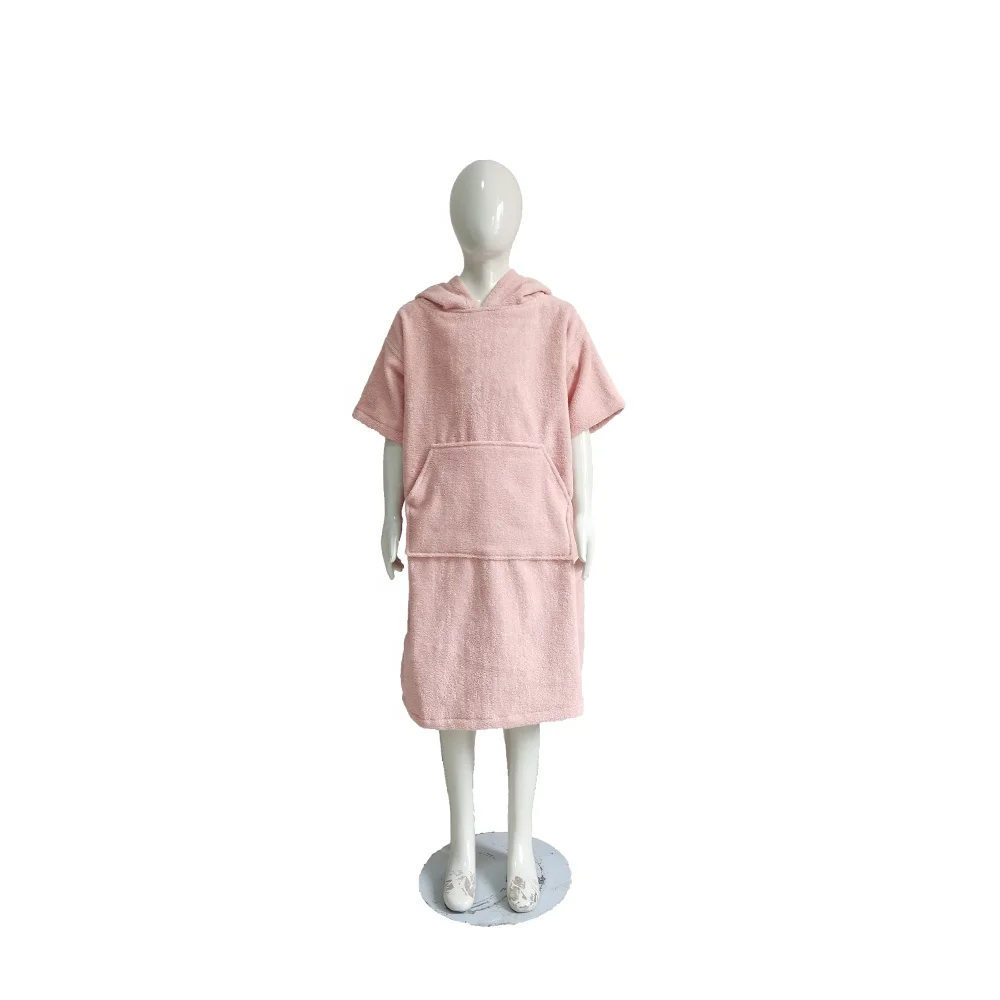Custom Logo Children Bathrobe Hooded Robe Surf Kids Beach Towel 100% Cotton Changing robe Towel Poncho