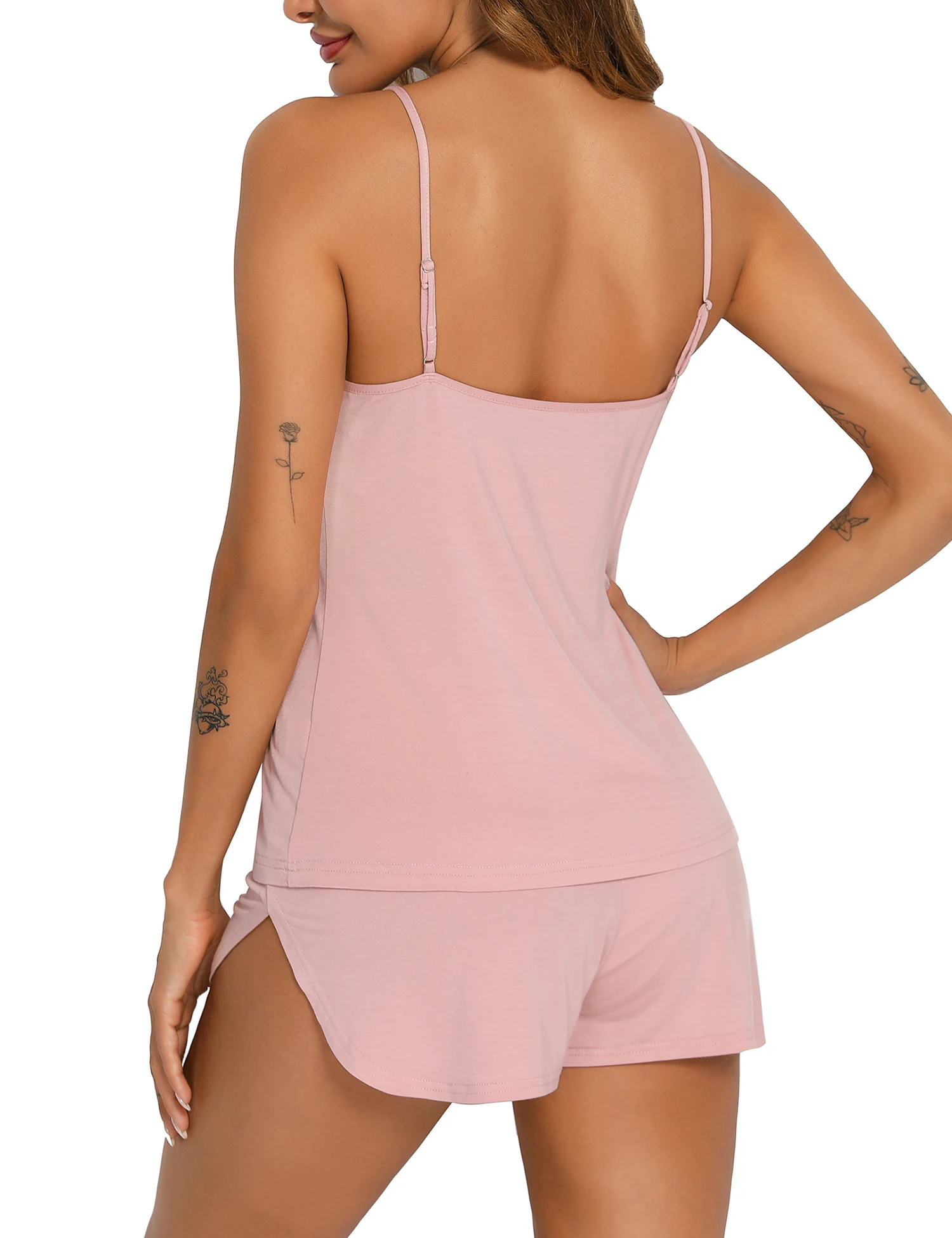 Sexy Pajamas Set Solid Cami Top Shorts Bamboo Pajama Loose Female Nightwear Suit Examples Women Summer Sleepwear