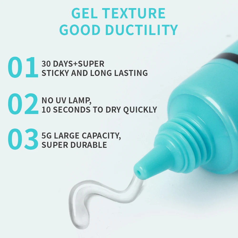 Adhesive Nail Glue Gel Fast Drying Glue with Remover for Fake Acrylic Nails and Press on Nails Kit Glue Gel