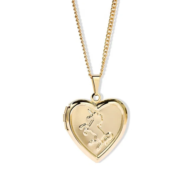 
 Подвеска в форме сердца из нержавеющей стали с инкрустацией золотого цвета для женщин и мужчин  