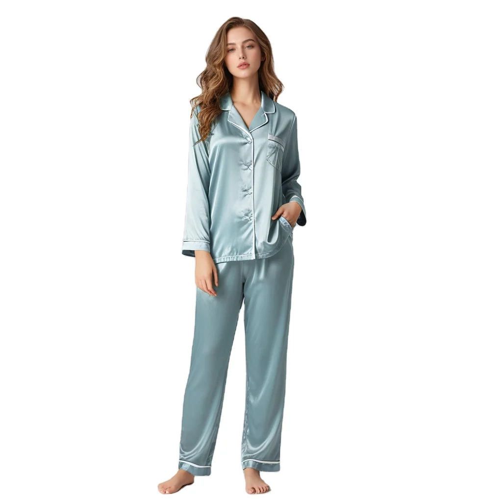 Wholesale Fashionable Aesthetically Pleasing Natural Set Women 100% Silk Pajamas For Sleep